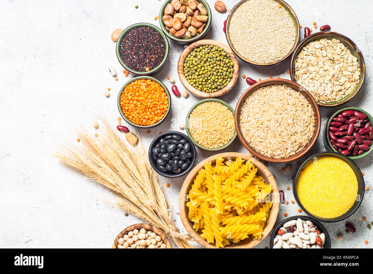 Grains crop, legumes, and beans assortment top view Stock Photo Alamy