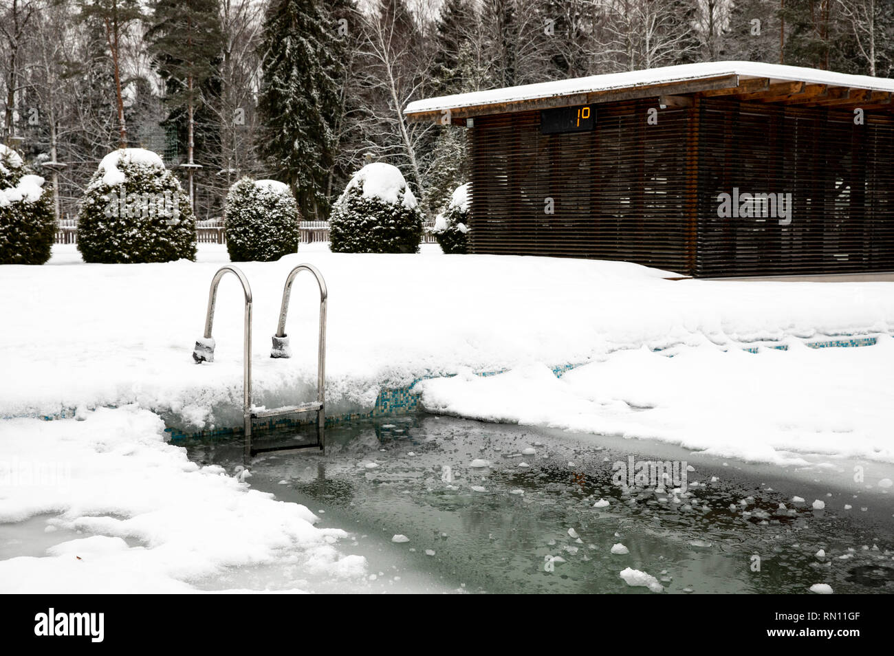 swimming pool in the winter in Tallinn Estonia Stock Photo