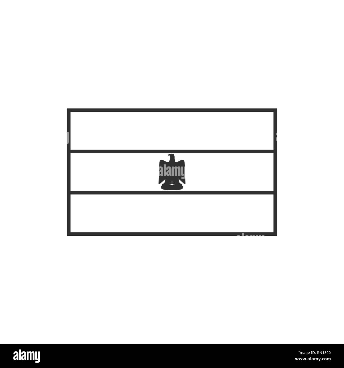 Egypt flag icon in black outline flat design. Independence day or National day holiday concept ...