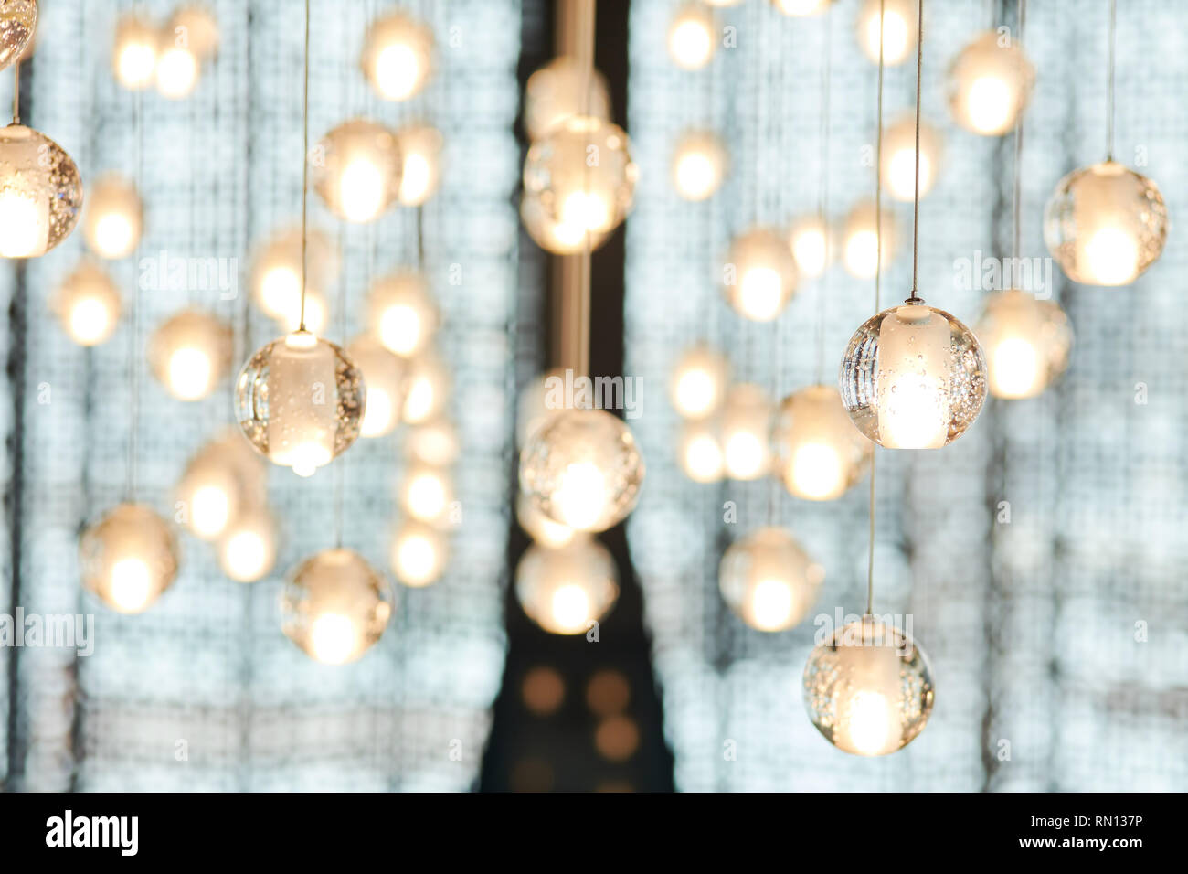Silver Crystal Small Balls Hanging From Ceiling As Interior