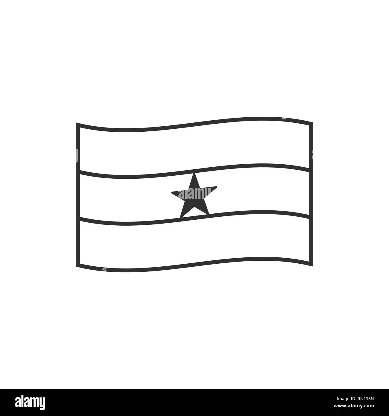 Ghana flag icon in black outline flat design. Independence day or National day holiday concept. Stock Vector