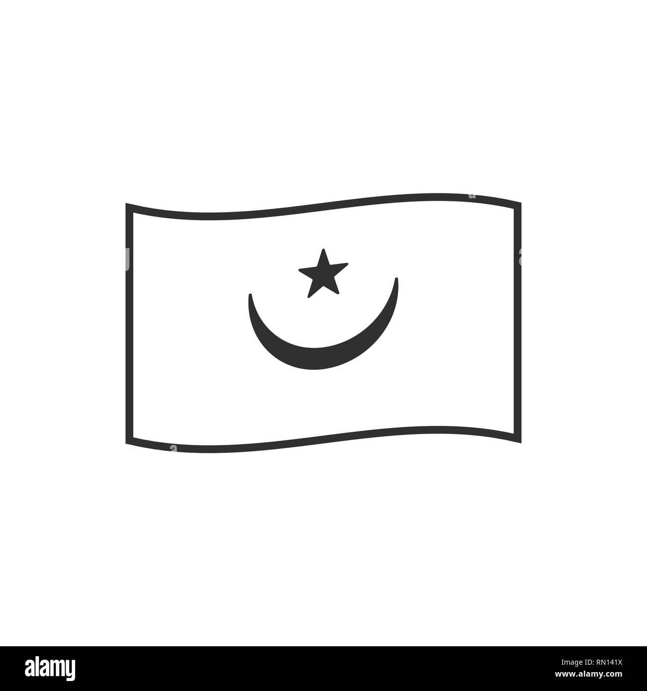 Mauritania flag icon in black outline flat design. Independence day or National day holiday concept. Stock Vector