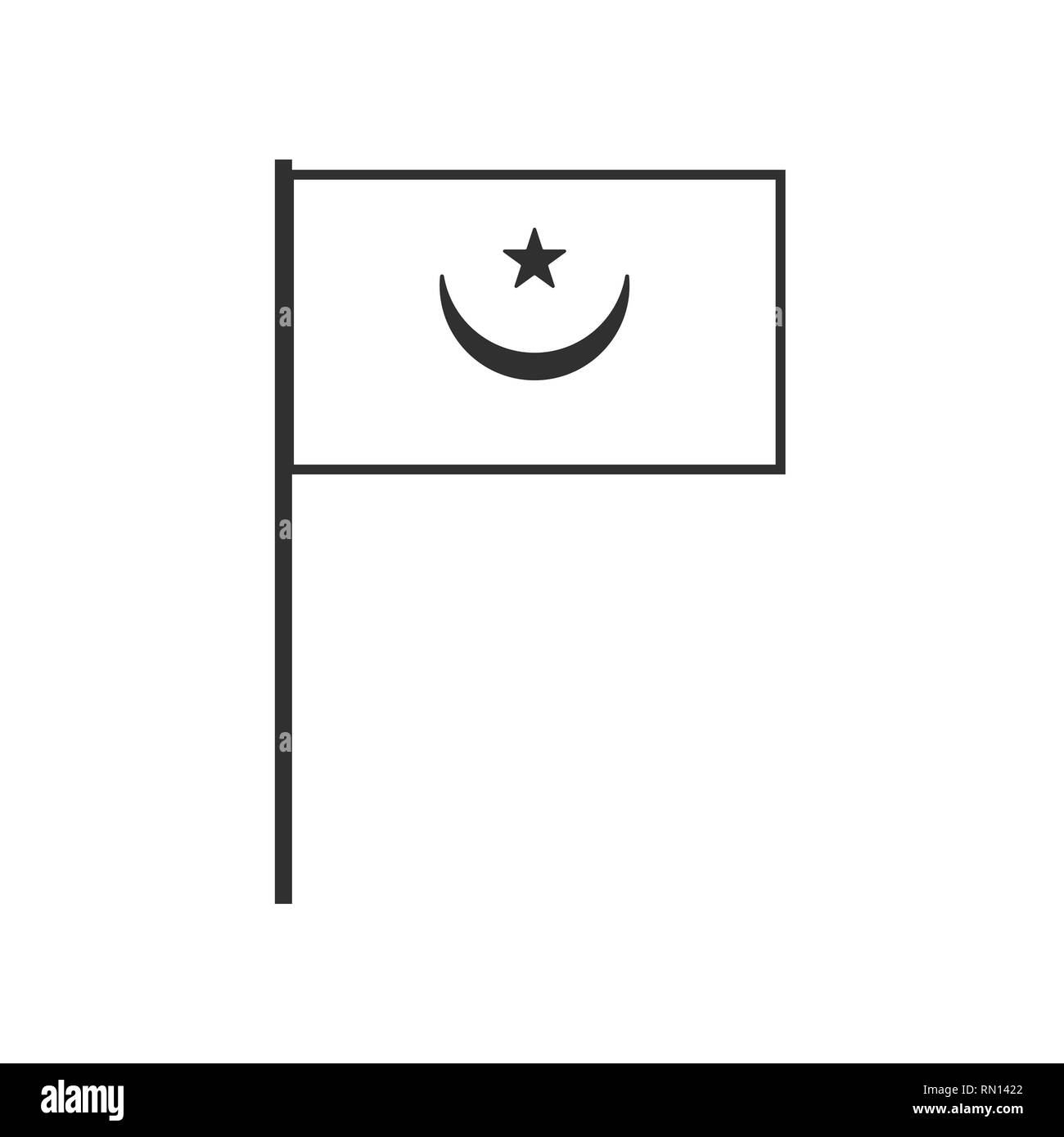 Mauritania flag icon in black outline flat design. Independence day or National day holiday concept. Stock Vector