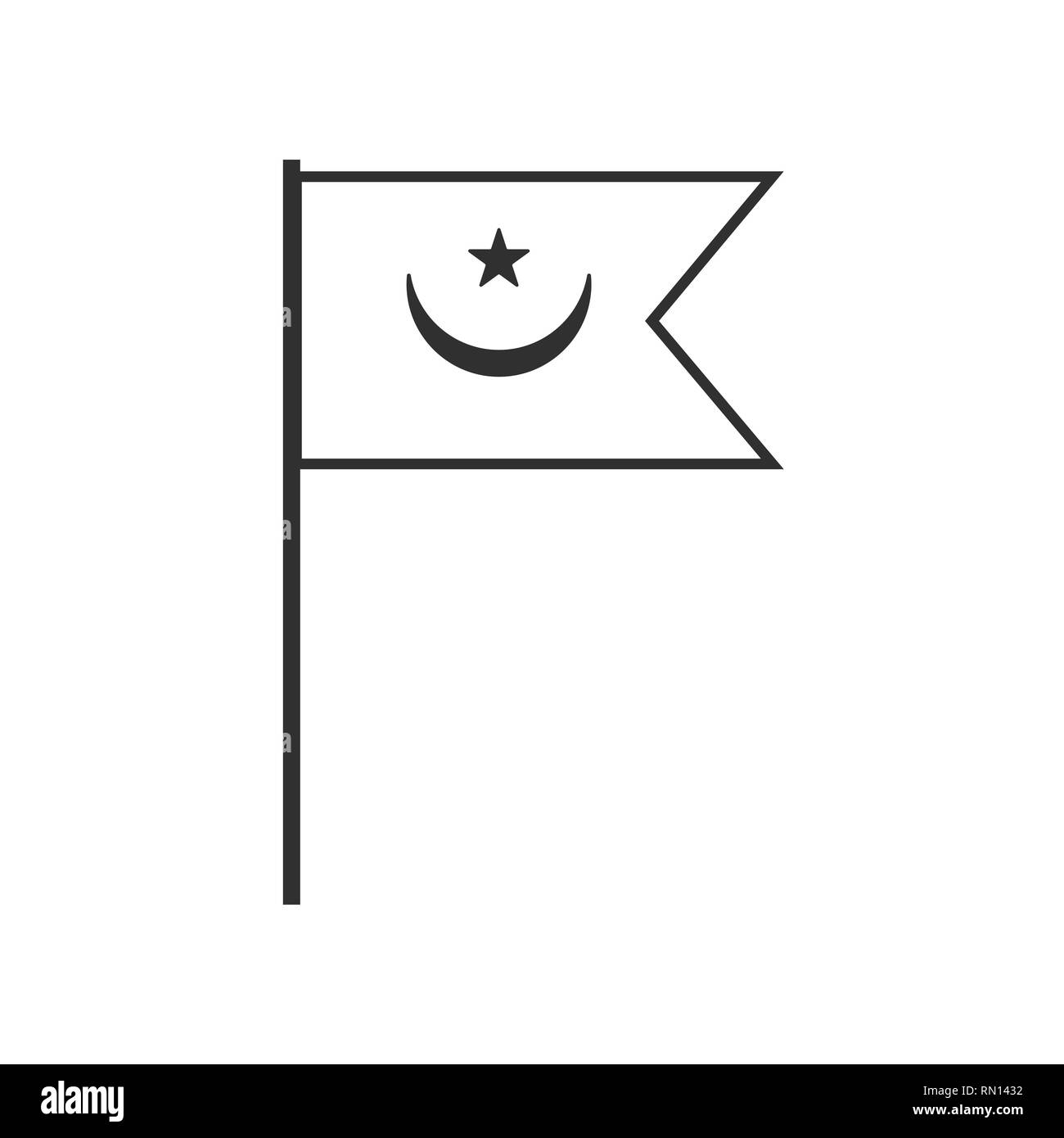 Mauritania flag icon in black outline flat design. Independence day or National day holiday concept. Stock Vector