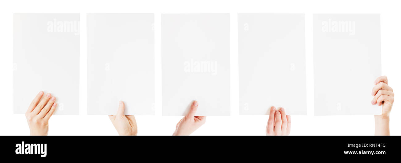 hands holding blank paper isolated Stock Photo - Alamy