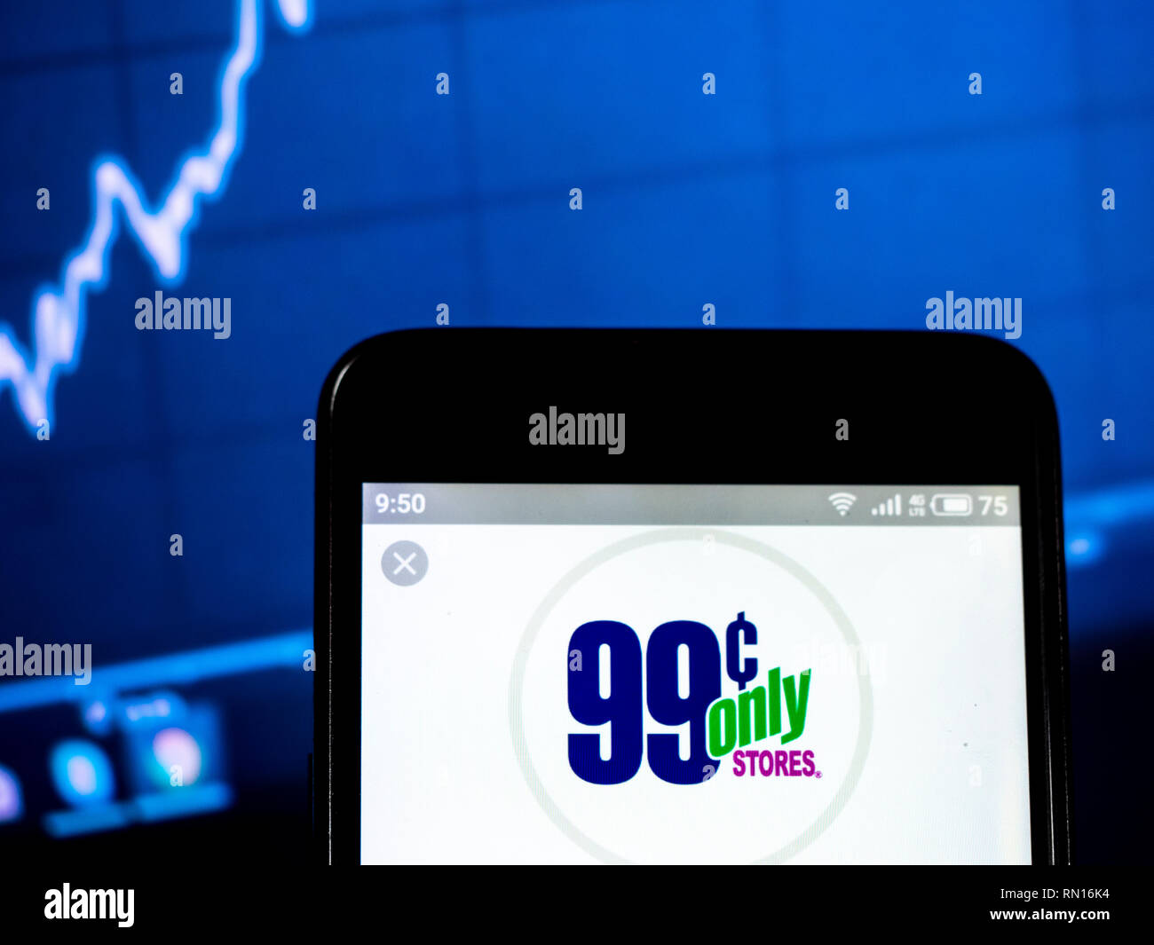 99 Cents Only Stores company logo seen displayed on smart phone Stock