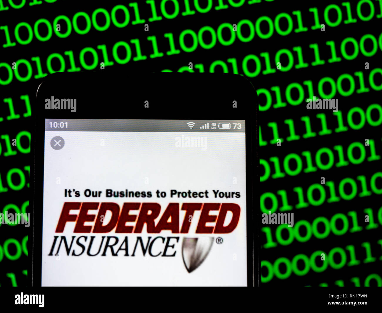 Federated Mutual Insurance Company logo seen displayed on smart phone