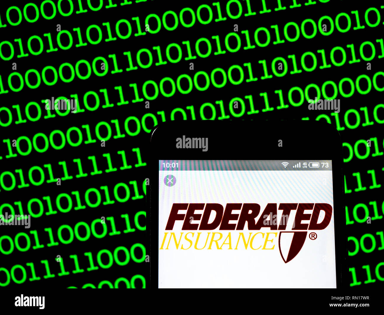 Federated Mutual Insurance Company logo seen displayed on smart phone
