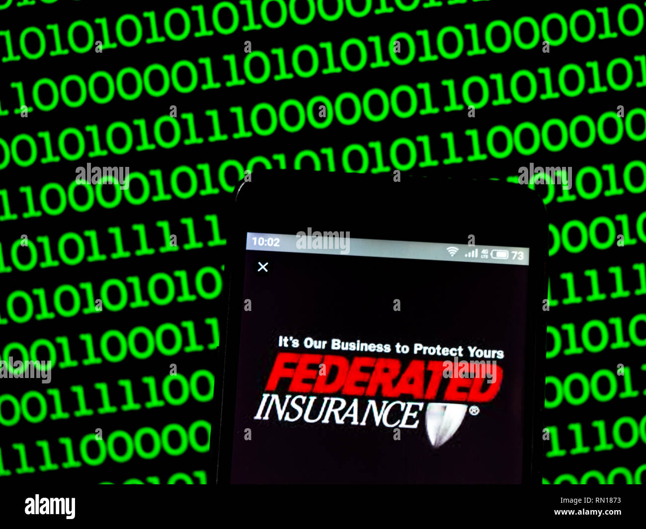Federated Mutual Insurance Company logo seen displayed on smart phone