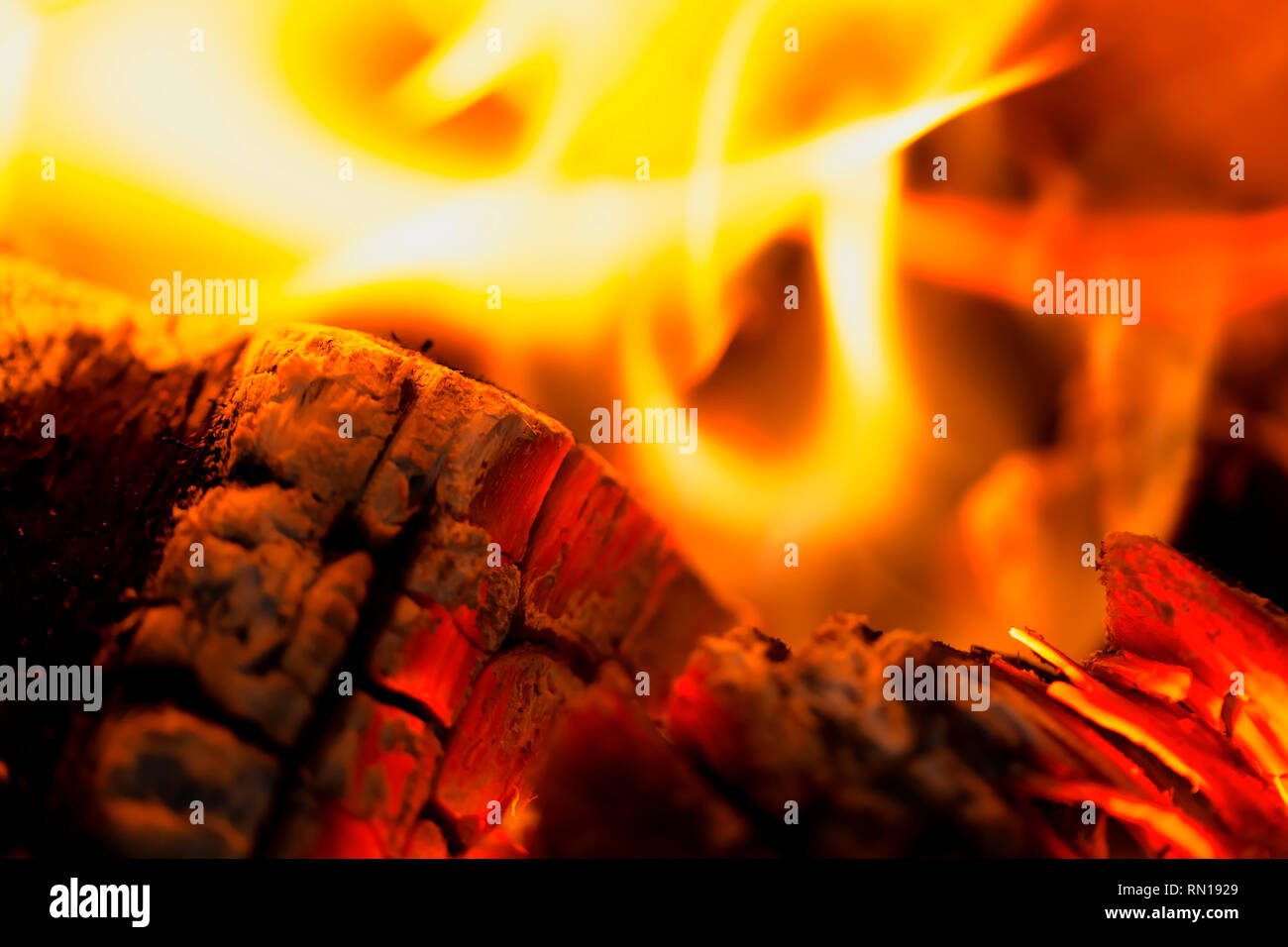 The fire with burning wood embers Stock Photo Alamy