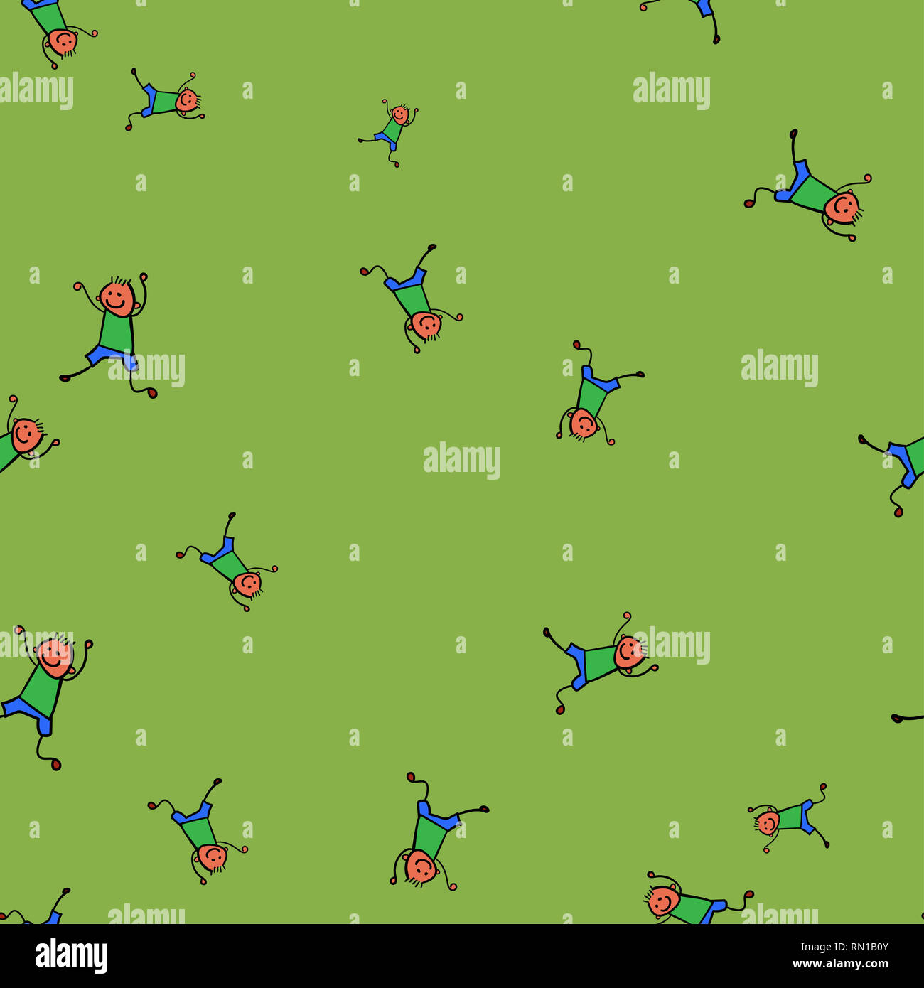 Kids seamless pattern in doodle style. illustration on color background ...