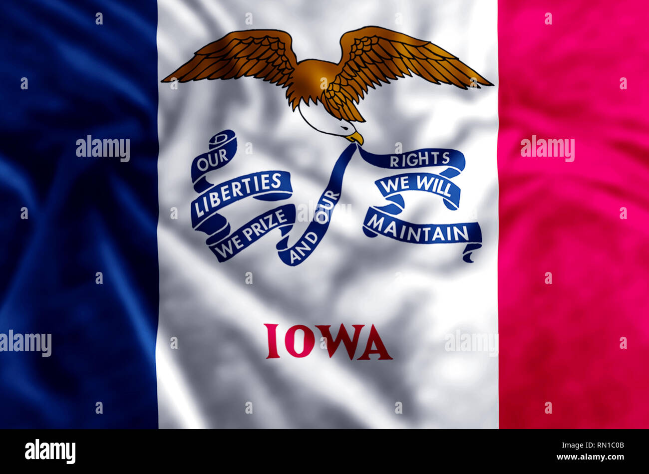 Iowa Stylish Waving And Closeup Flag Illustration Perfect For Background Or Texture Purposes 6760