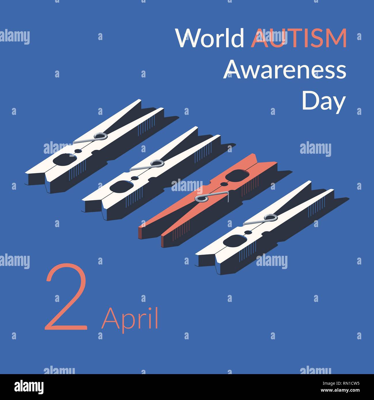 Creative concept vector illustration for World Autism awareness day. Can be used for banners, backgrounds, symbol, badge, icon, sticker, posters, broc Stock Vector