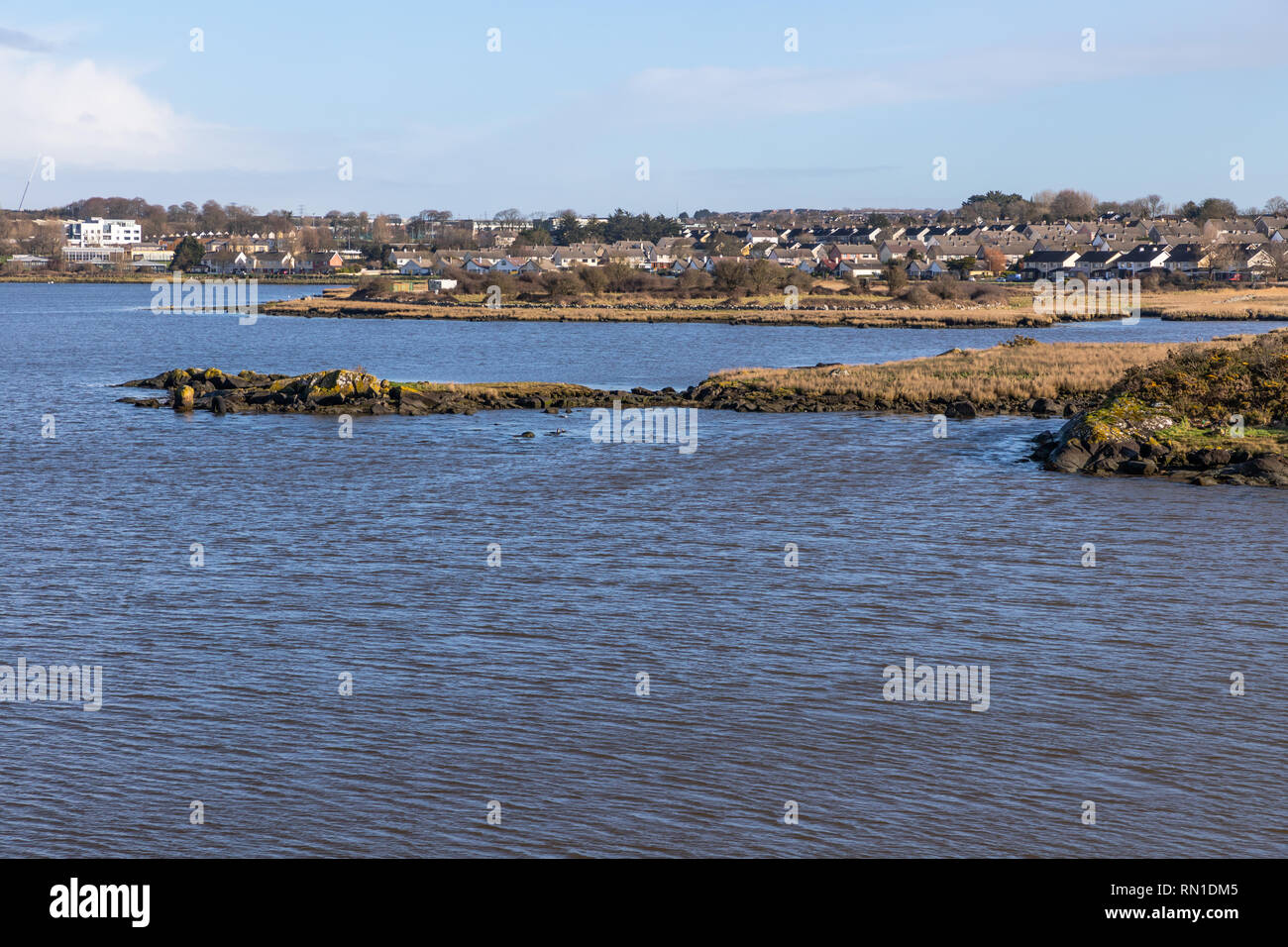 Lough Atalia with city buildings, Galway, Ireland Stock Photo Alamy
