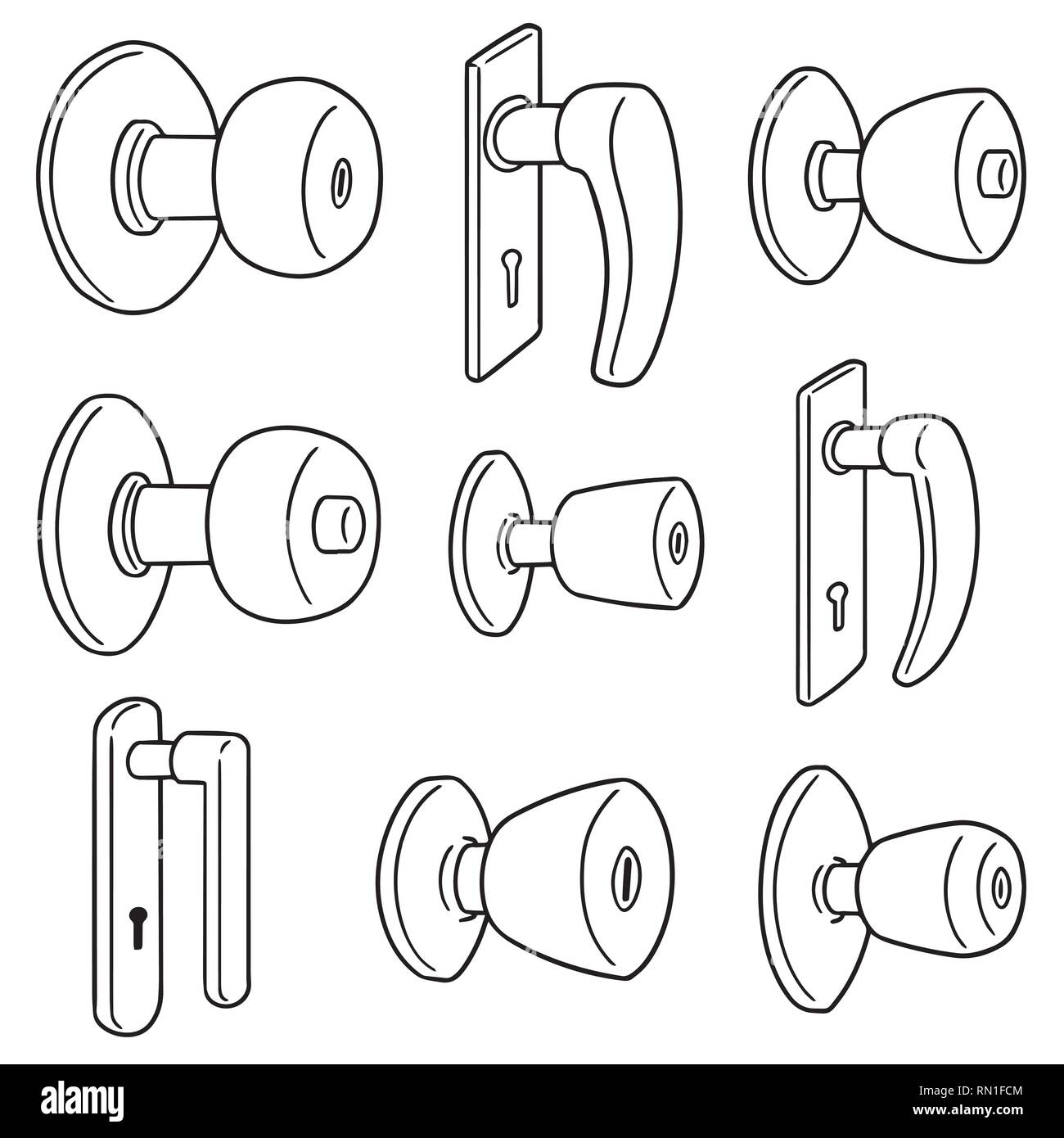 Vector Set Of Door Knob Stock Vector Art Illustration