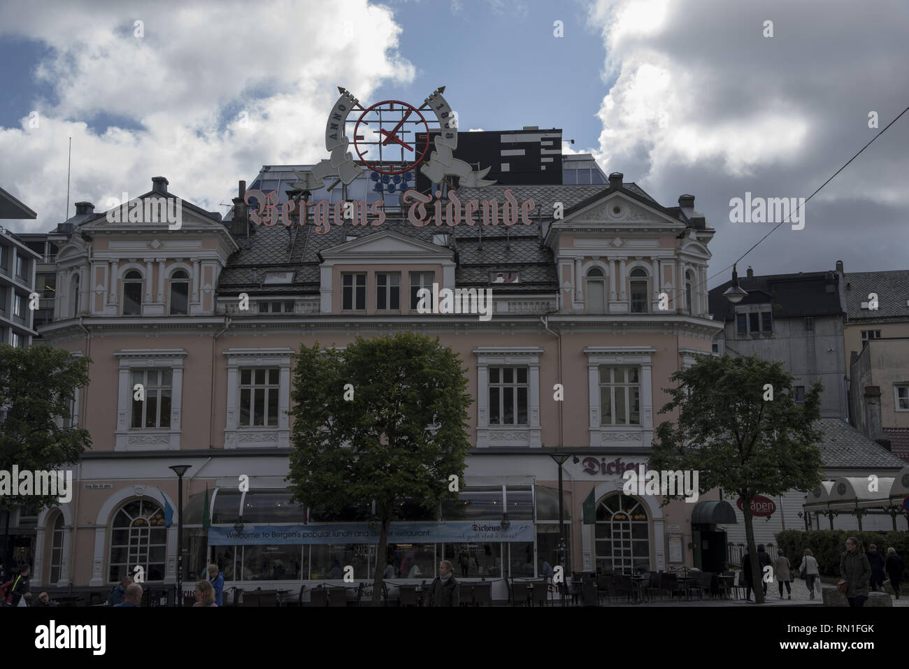 Bergens Tidende is a newspaper in Bergen and surroundings with its editors working in a building just in the centre of town. Stock Photo