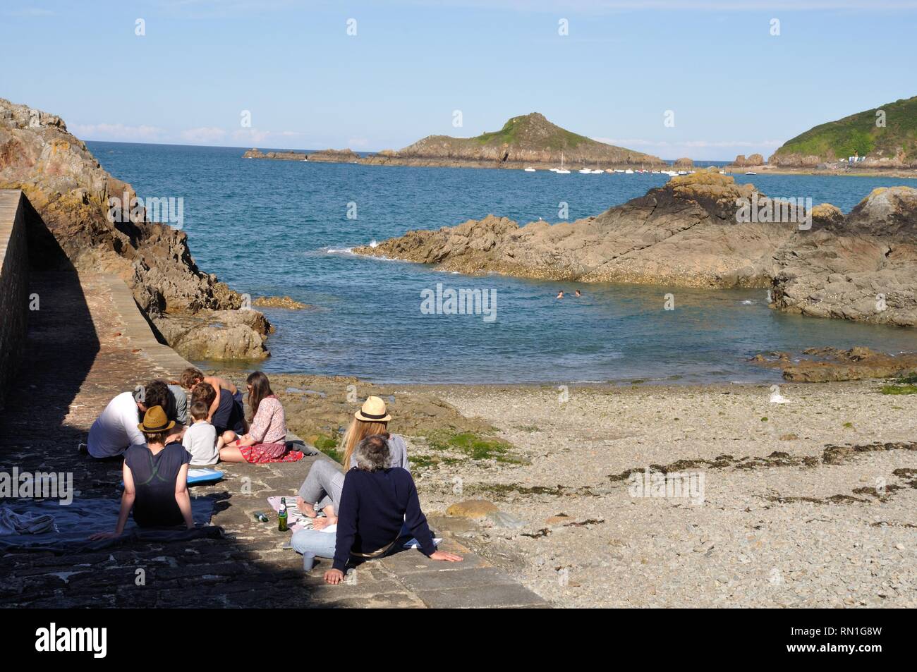 PLOUHA FRANCE, 14 JULY, 2016: Young people in Port Moguer at Plouha in  Brittany Stock Photo - Alamy