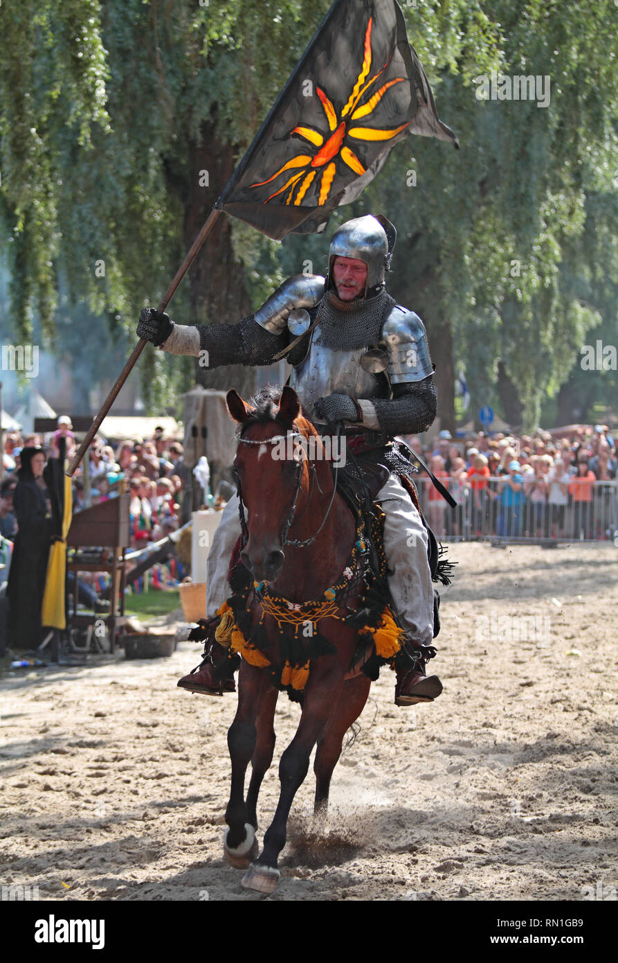 Hameenlinna, Finland 08/18/2012 Medieval fair near ancient Hame castle