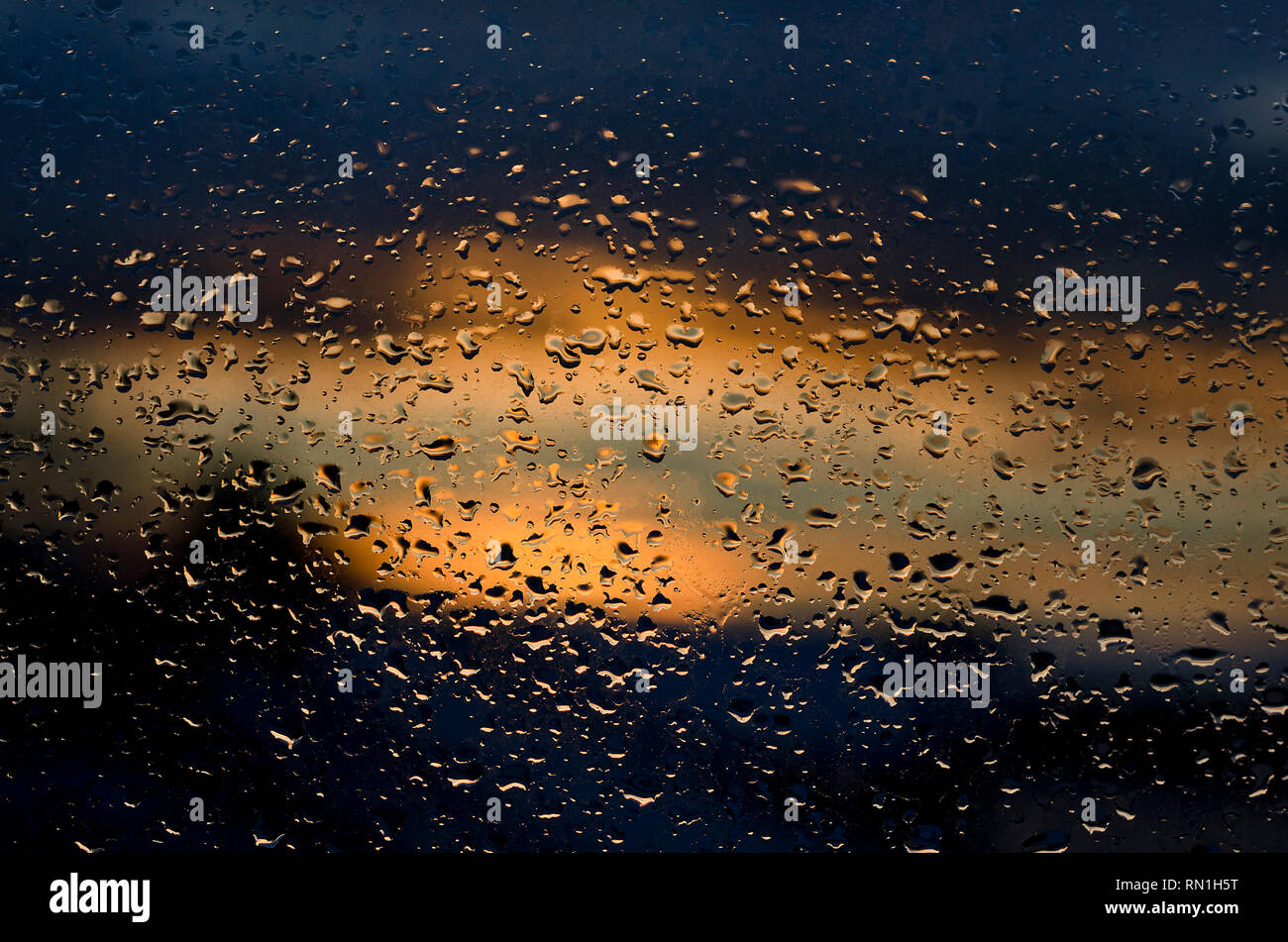 Raindrops on the window glass Stock Photo