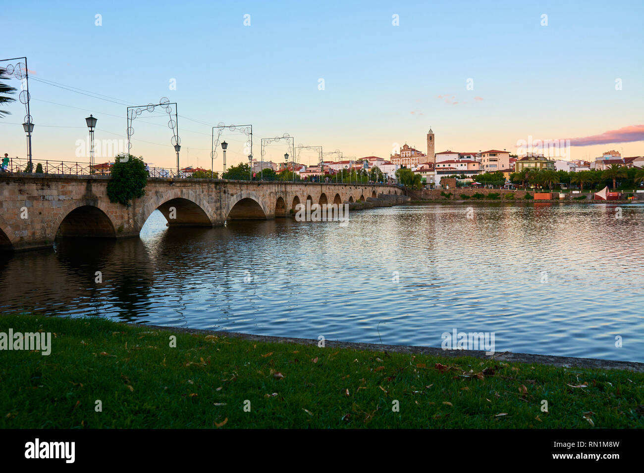 Mirandela, Portugal - July 20, 2014 : View of the pedestrian bridge over the Tua River in Mirandela, portugal Stock Photo