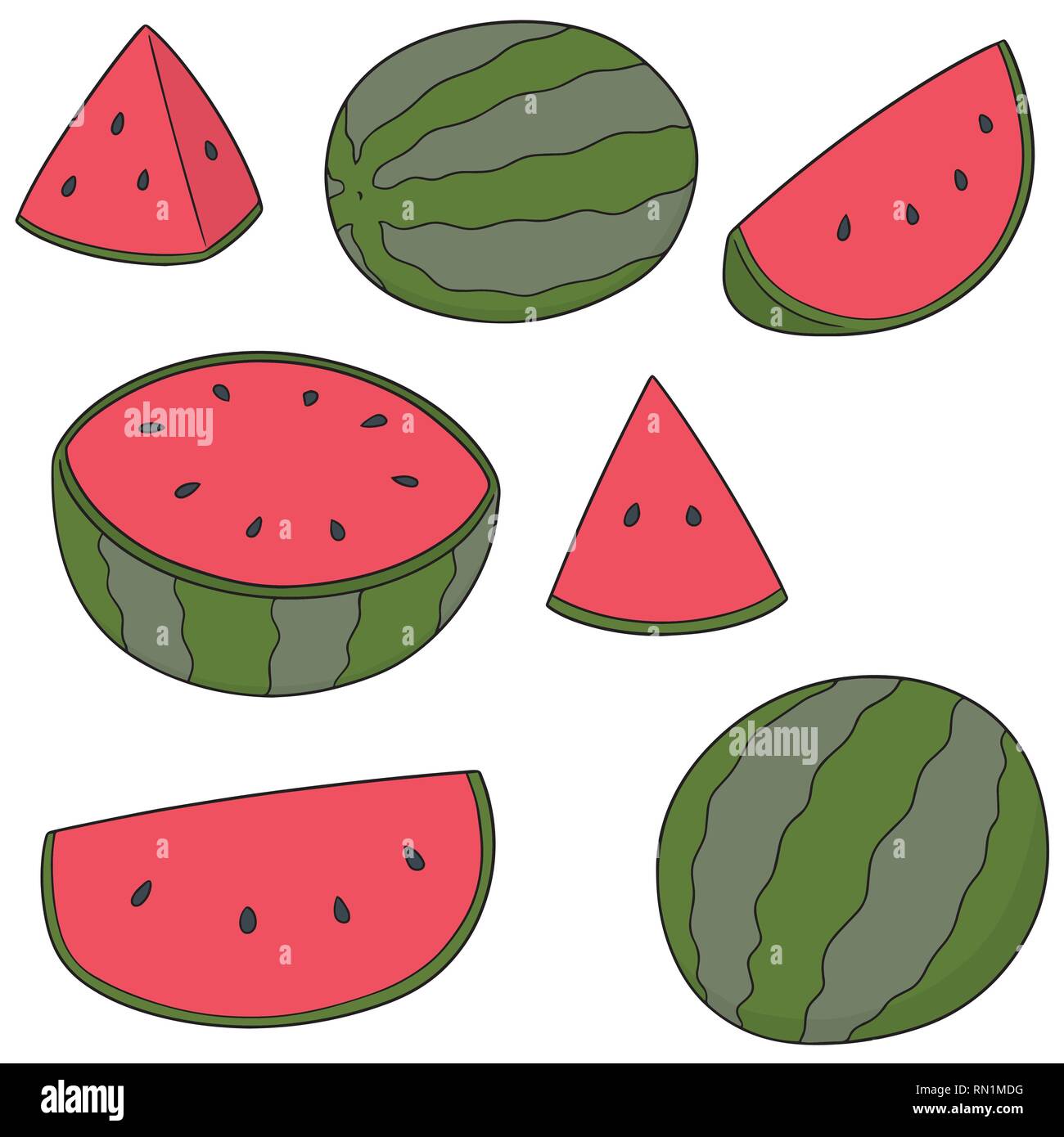 vector set of watermelon Stock Vector Image & Art - Alamy
