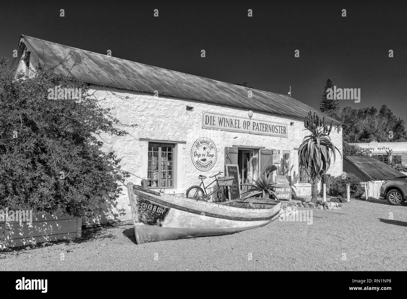 PATERNOSTER, SOUTH AFRICA, AUGUST 21, 2018: Die Winkel Op Paternoster, a shop in an historic building in Paternoster on the Atlantic Ocean Coast. A bo Stock Photo