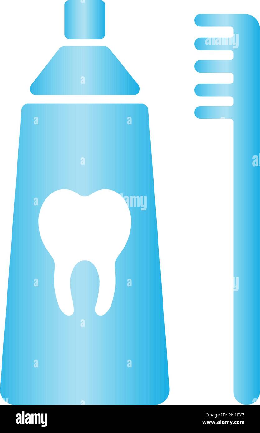 Toothbrush and toothpaste vector icon. Healthy clean tooth concept ...