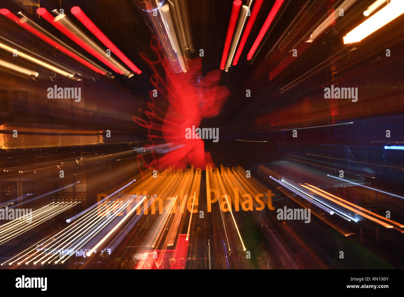 Berlin, Germany. 16th Feb, 2019.  69th Berlinale: Closing and awarding of the bears in the Berlinale Palast: The Berlinale Palast (zoomed shot). Credit: Ralf Hirschberger/dpa/Alamy Live News Stock Photo
