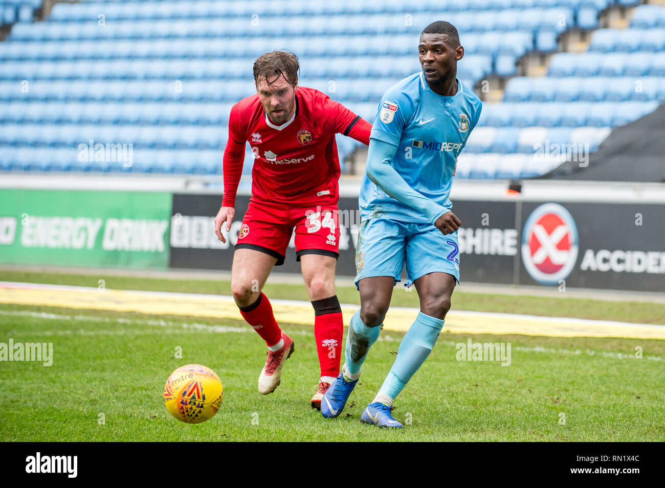 Ricoh arena, Coventry, UK. 16th Feb, 2019. Bright Enobakhare of Coventry City during the EFL Sky Bet League 1 match between Coventry City and Walsall at the Ricoh Arena, Coventry, England on 16 February 2019. Photo by Matthew Buchan.  Editorial use only, license required for commercial use. No use in betting, games or a single club/league/player publications. Stock Photo