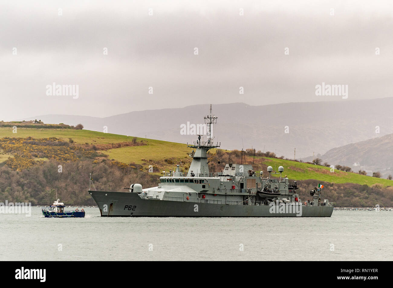 Bantry, West Cork, Ireland. 16th Feb, 2018. Irish Navy patrol vessel LÉ