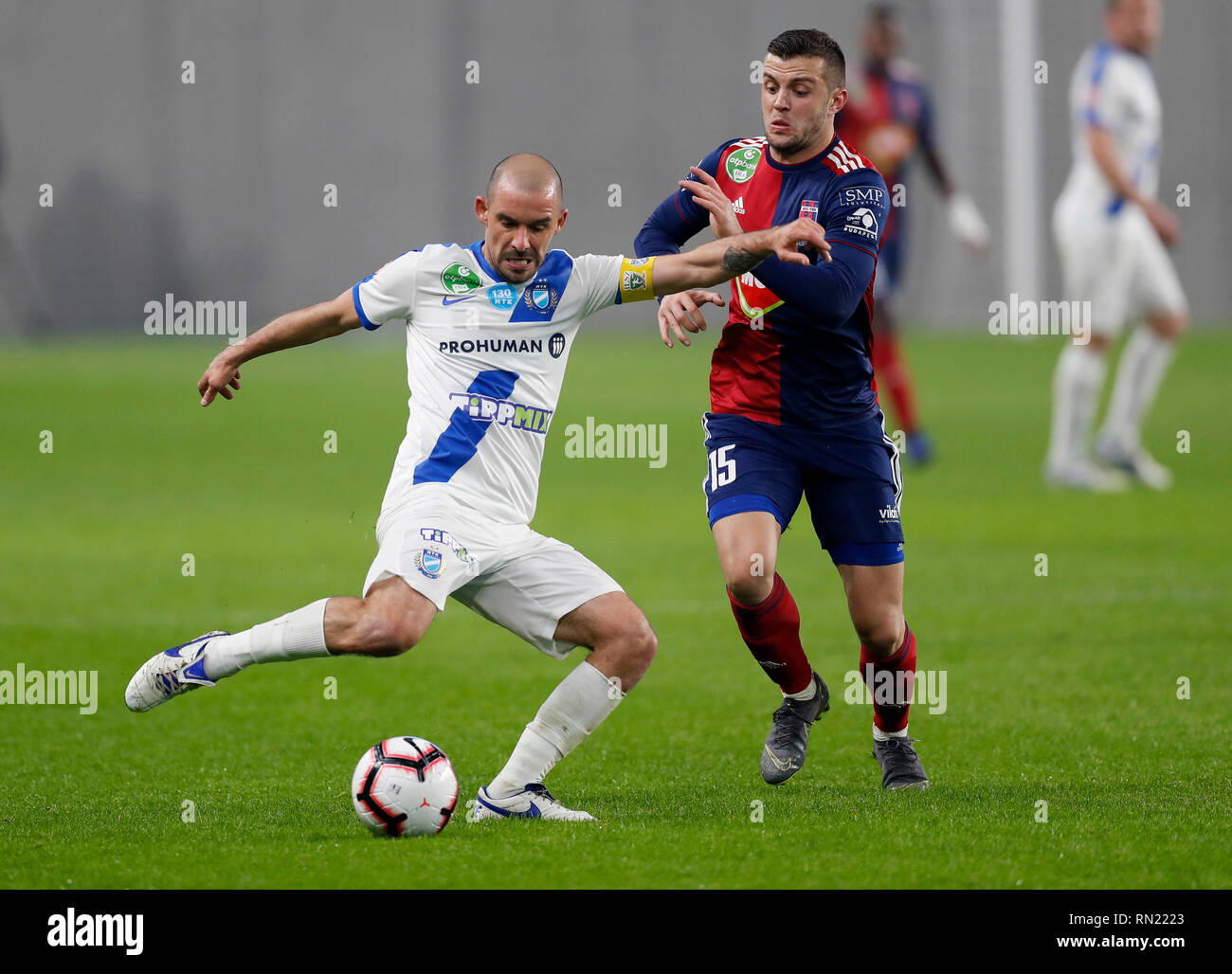 BUDAPEST, HUNGARY - FEBRUARY 15: (r-l) Kenneth Otigba of