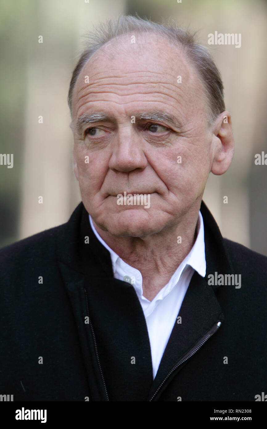 BRUNO GANZ (22 March 1941 - 16 February 2019) the melancholy Swiss film actor who played an angel longing for the visceral joys of mortality in “Wings of Desire” and a defeated Hitler with trembling hands facing his own mortality in “Downfall,” died on Friday at his home in Zurich. He was 77. PICTURED: Mar 25, 2011 - Rome, Italy - Actor BRUNO GANZ attends the photocall for the film 'La fine e il mio inizio' (English: The End Is My Beginning, German: Das Ende ist mein Anfang). Credit: Evandro Inetti/ZUMAPRESS.com/Alamy Live News Stock Photo