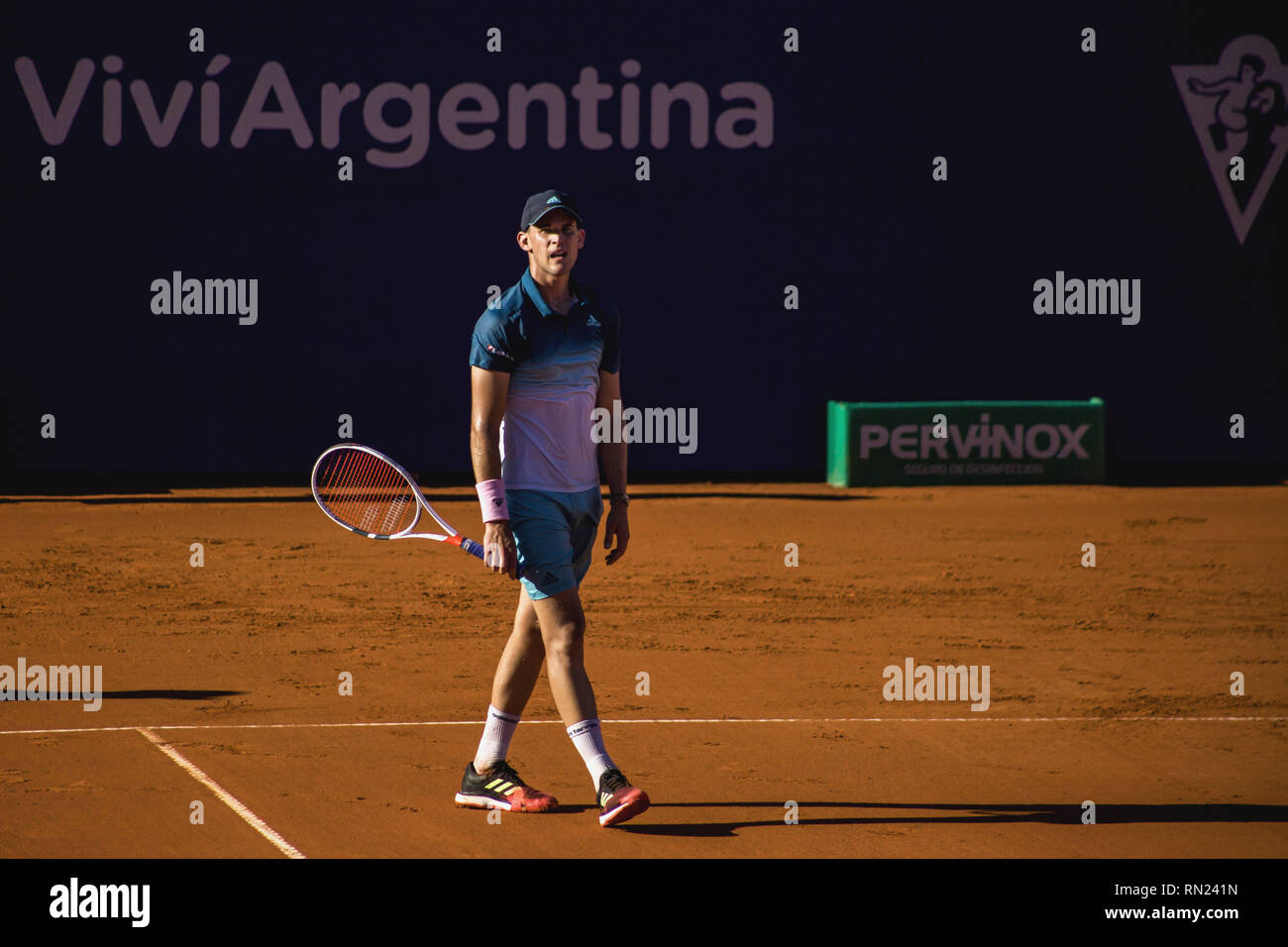 Buenos Aires, Federal Capital, Argentina. 16th Feb, 2019. Diego Schwartzman defeated Dominic Thiem and is in the final. After losing the priemer set 2 games to 6 Diego undertook the comeback, winning the second set 6-4. The third set could have been for any of the two players who fought until the end taking the match to tie break where ''El Peque'' (The Little) with the fans on their side ended up beating the Austrian 7 (7) -6 (5). Credit: ZUMA Press, Inc./Alamy Live News Stock Photo