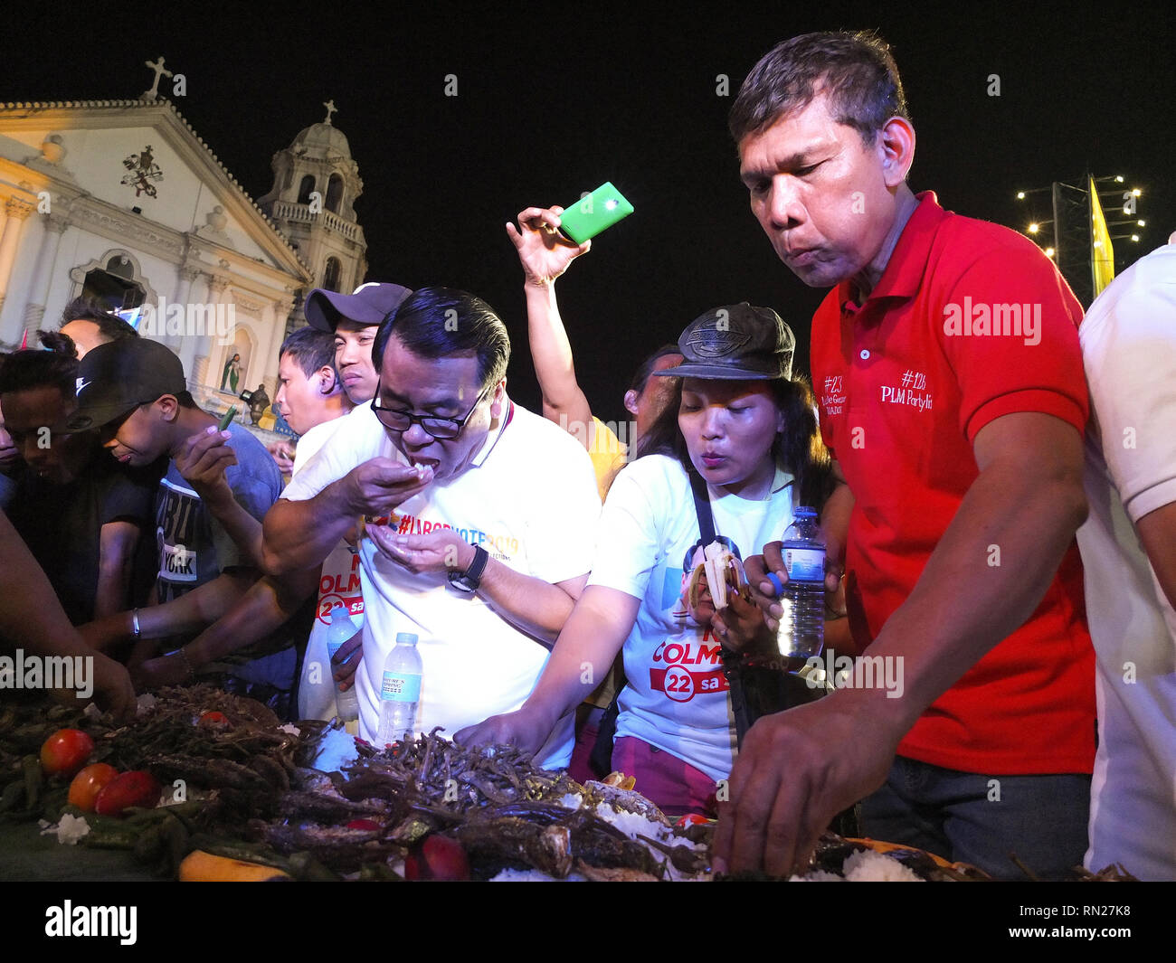Manila, Philippines. 6th May, 2012. Former representative Neri Colmenares (L) and labor leader Leody de Guzman (R) seen participating in the boodle fight during the rally.''Labor Win'' a coalition of labor leaders running for Senate, said they are the only ones who have the ''real'' credentials to push for pro-poor policies unlike other candidates for this year elections.the policial party ''Partido ng Lakas ng Masa'' offers themselves as alternatives in this year's elections. They say they don't belong to either the administration or opposition (Credit Image: © Josefiel Rivera/SOPA Images v Stock Photo