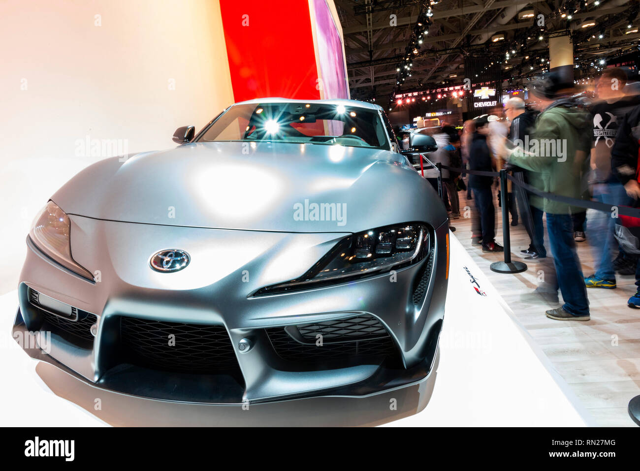 Toronto, Canada. February 16, 2019. Toyota's 2020 GR Supra on display at the 2019 Canadian International Autoshow in Toronto. Dominic Chan/EXimages Credit: EXImages/Alamy Live News Stock Photo