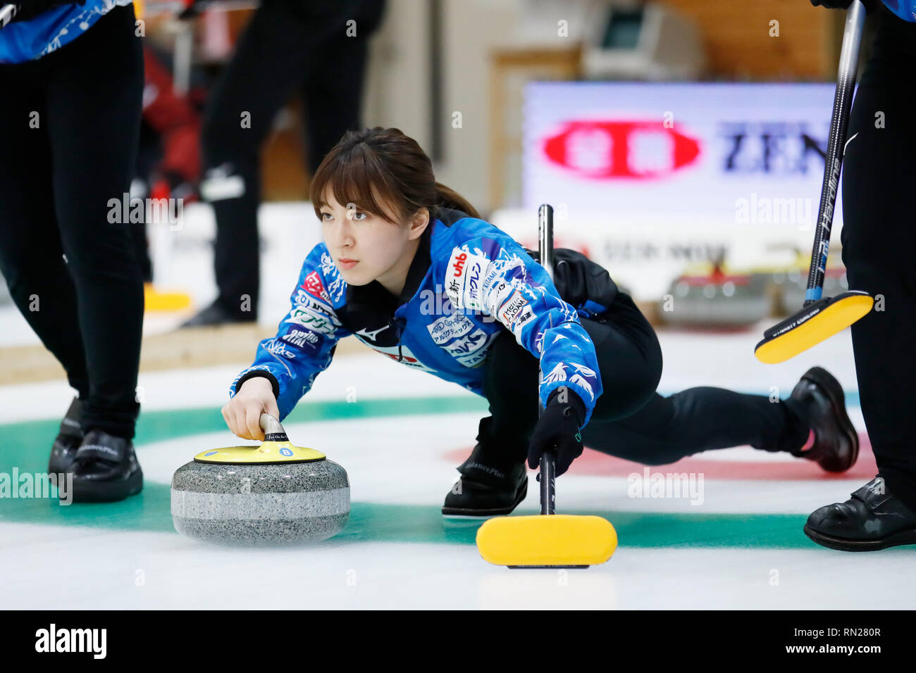 Hokkaido Japan 16th Feb 19 Yumi Suzuki Loco Solare Curling Japan Curling Championship 19 Women S Playff Match Between Chubu Electric Power 8 5 Loco Solare At Hokkaido Bank Curling Stadium In Hokkaido