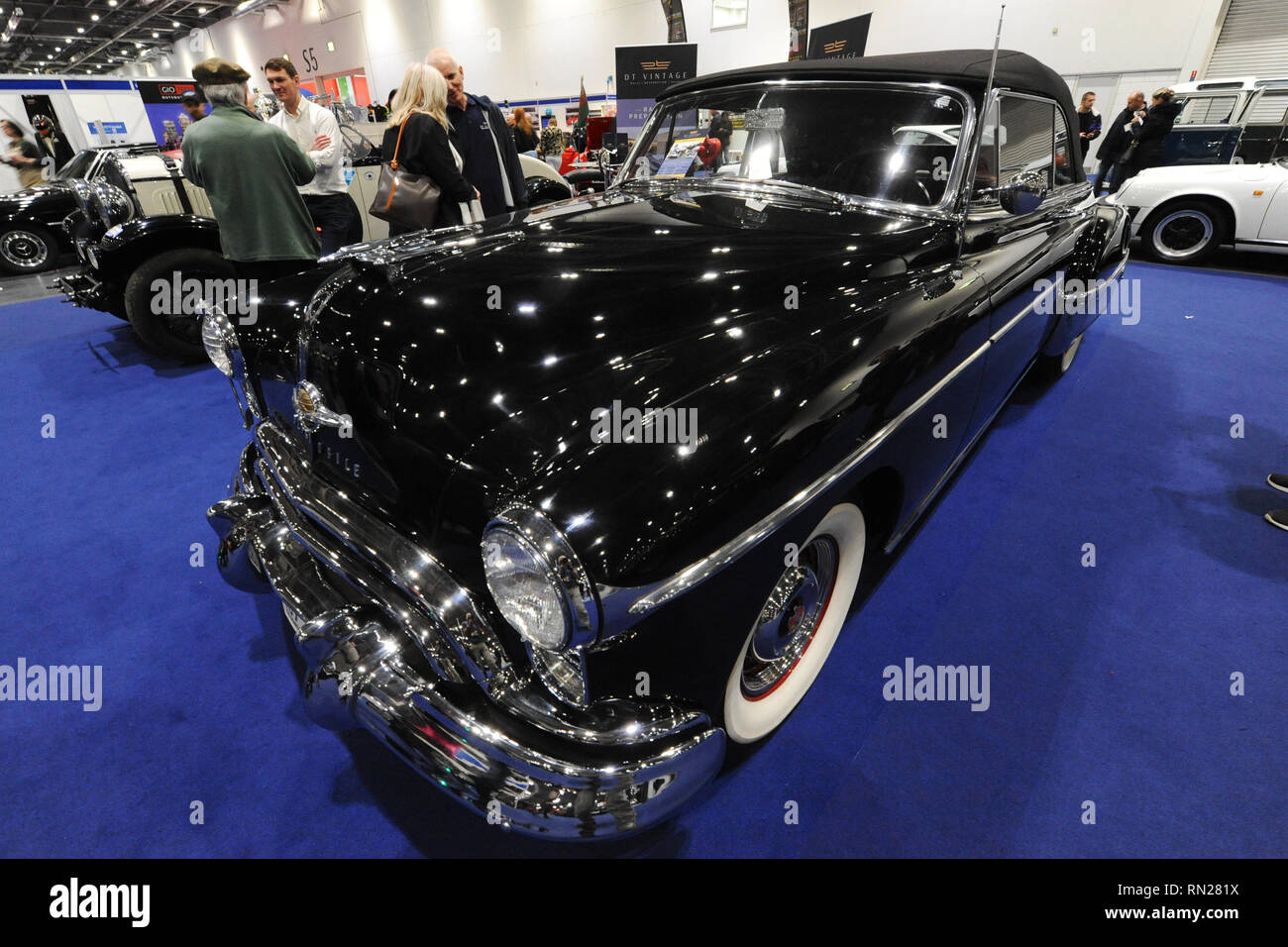 London, UK. 16th Feb 2019. A 1950 Oldsmobile 'Rocket' 88 Convertible on display at the London Classic Car Show which is taking place at ExCel London, United Kingdom.  Around 700 of the world's finest classic cars are on display at the show ranging from vintage pre-war tourers to a modern concept cars. The show brings in around 37,000 visitors, ranging from serious petrol heads to people who just love beautiful and classic vehicles. Credit: Michael Preston/Alamy Live News Stock Photo