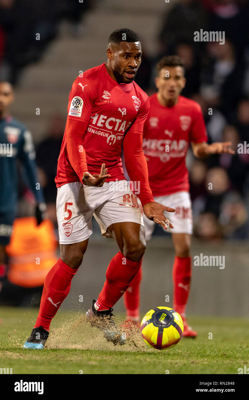 Loick Landre Nimes Olympique During The France Ligue 1 Match Between Nimes 2 0 Dijon At