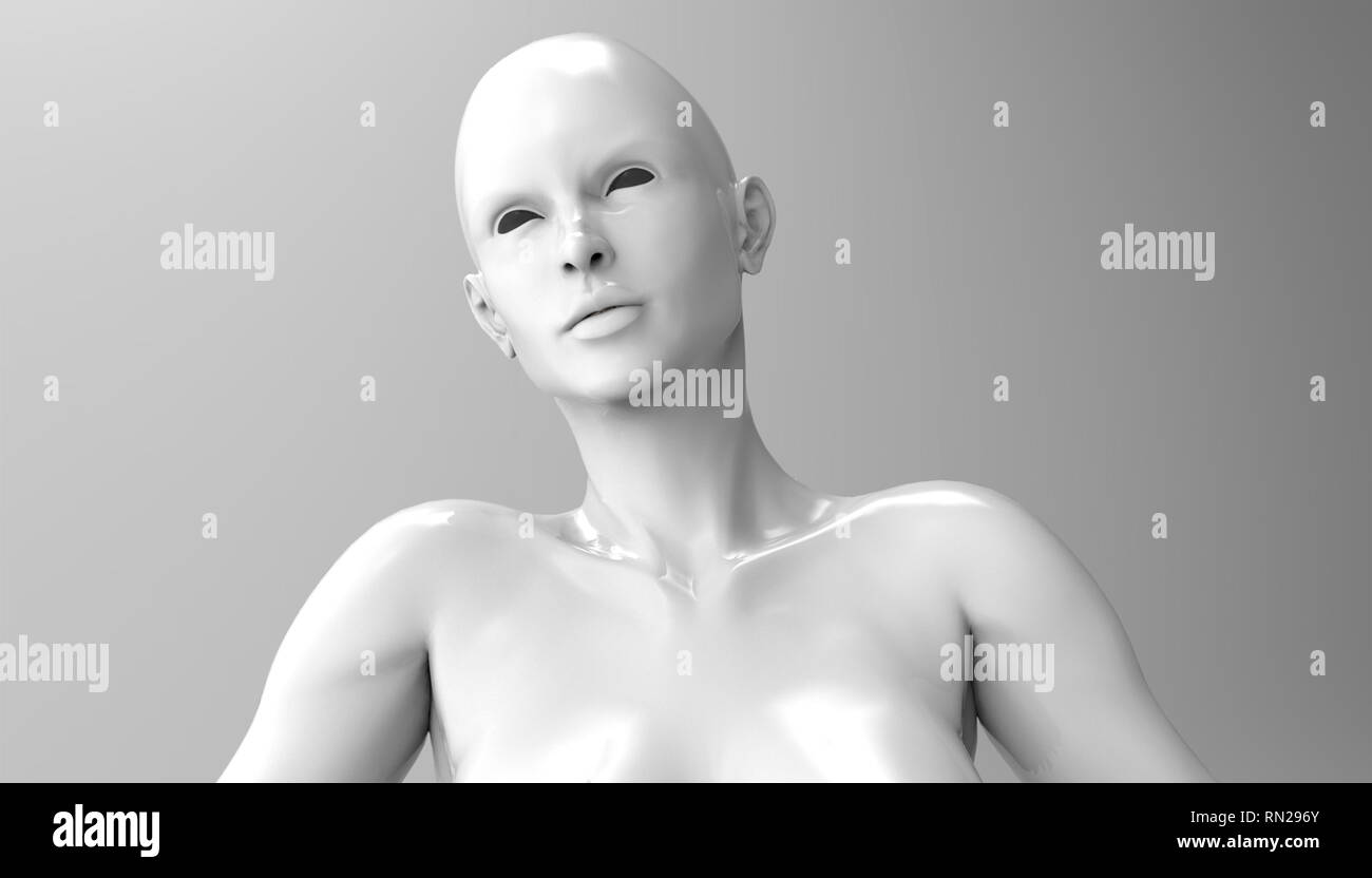 3D render. Human cyborg head Stock Photo