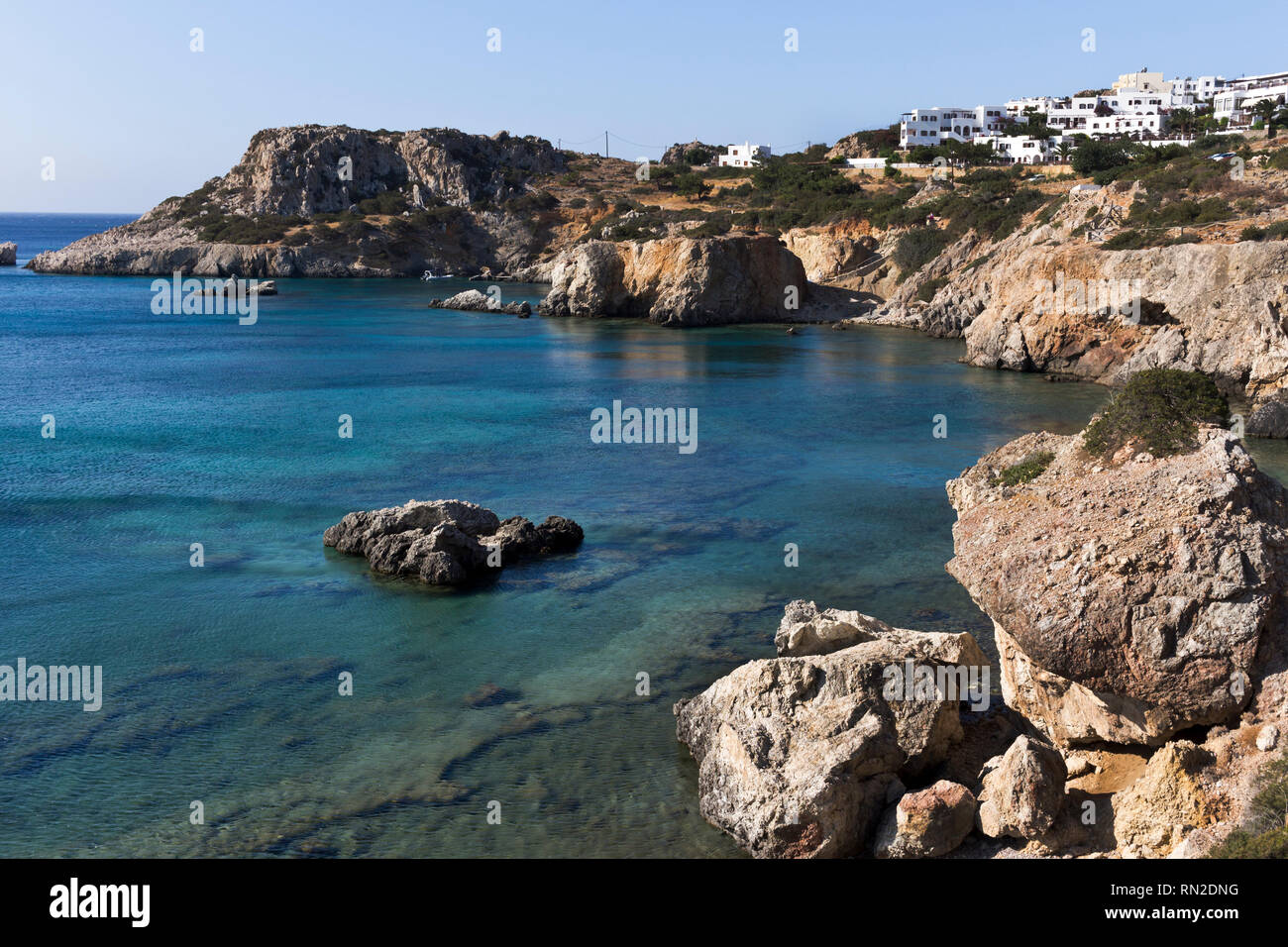 Karpathos island, the coastline of Amopi beach. Aegean sea, Dodecanese Islands, Greece Stock Photo