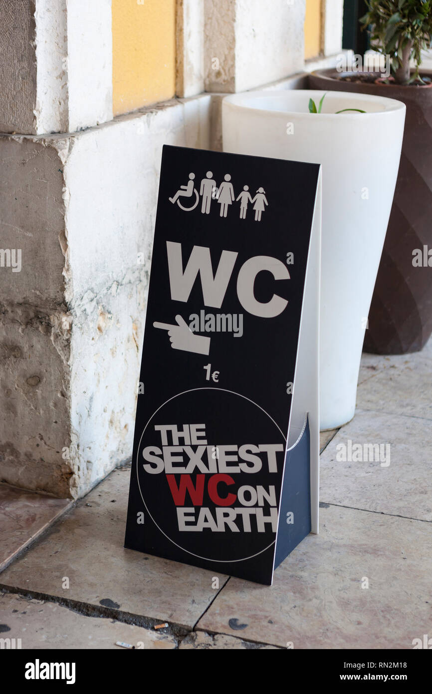 The Sexist WC on Earth, Praça do Comércio, Lisbon, Portugal Stock Photo
