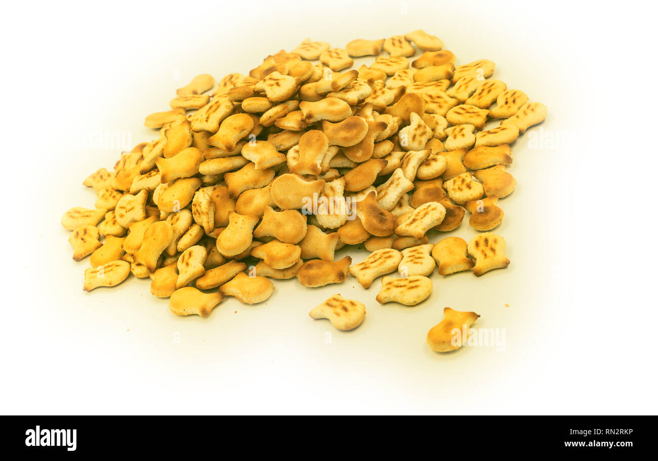 small crackers heap on white Stock Photo