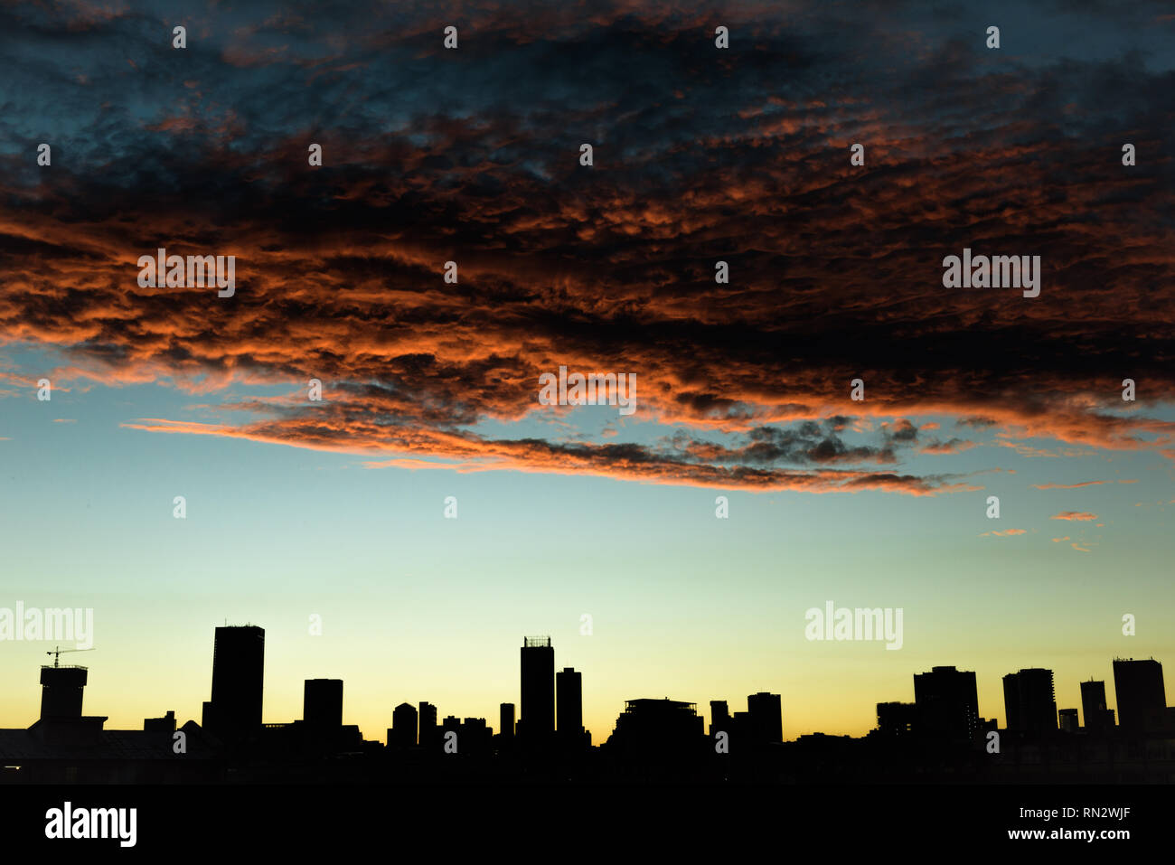 The city of Johannesburg's skyline following a highveld storm. South Africa Stock Photo