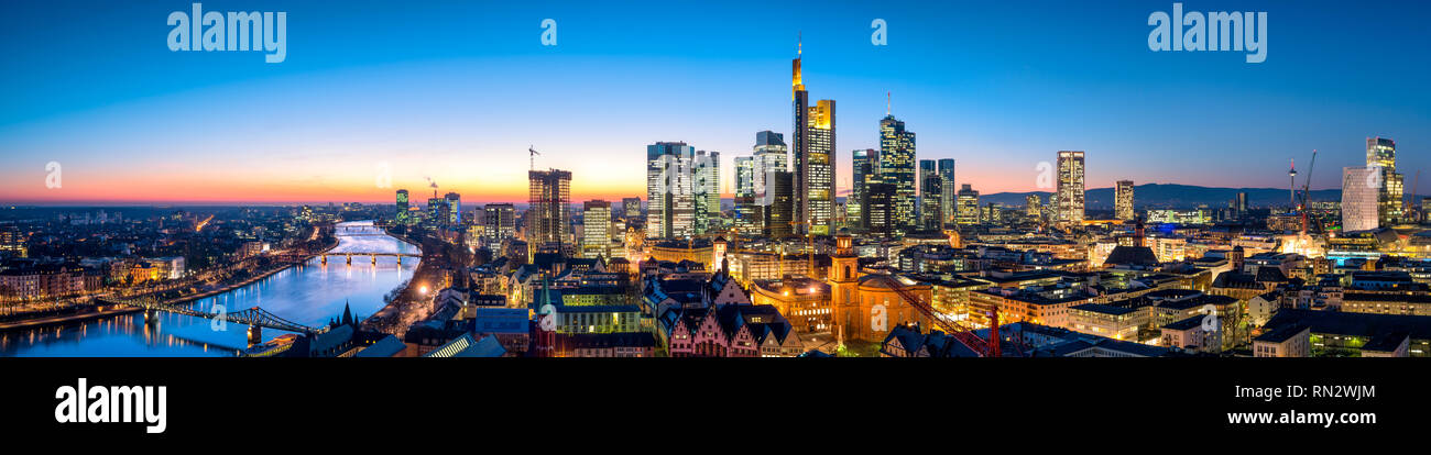 Frankfurt am Main skyline panorama, Hesse, Germany Stock Photo