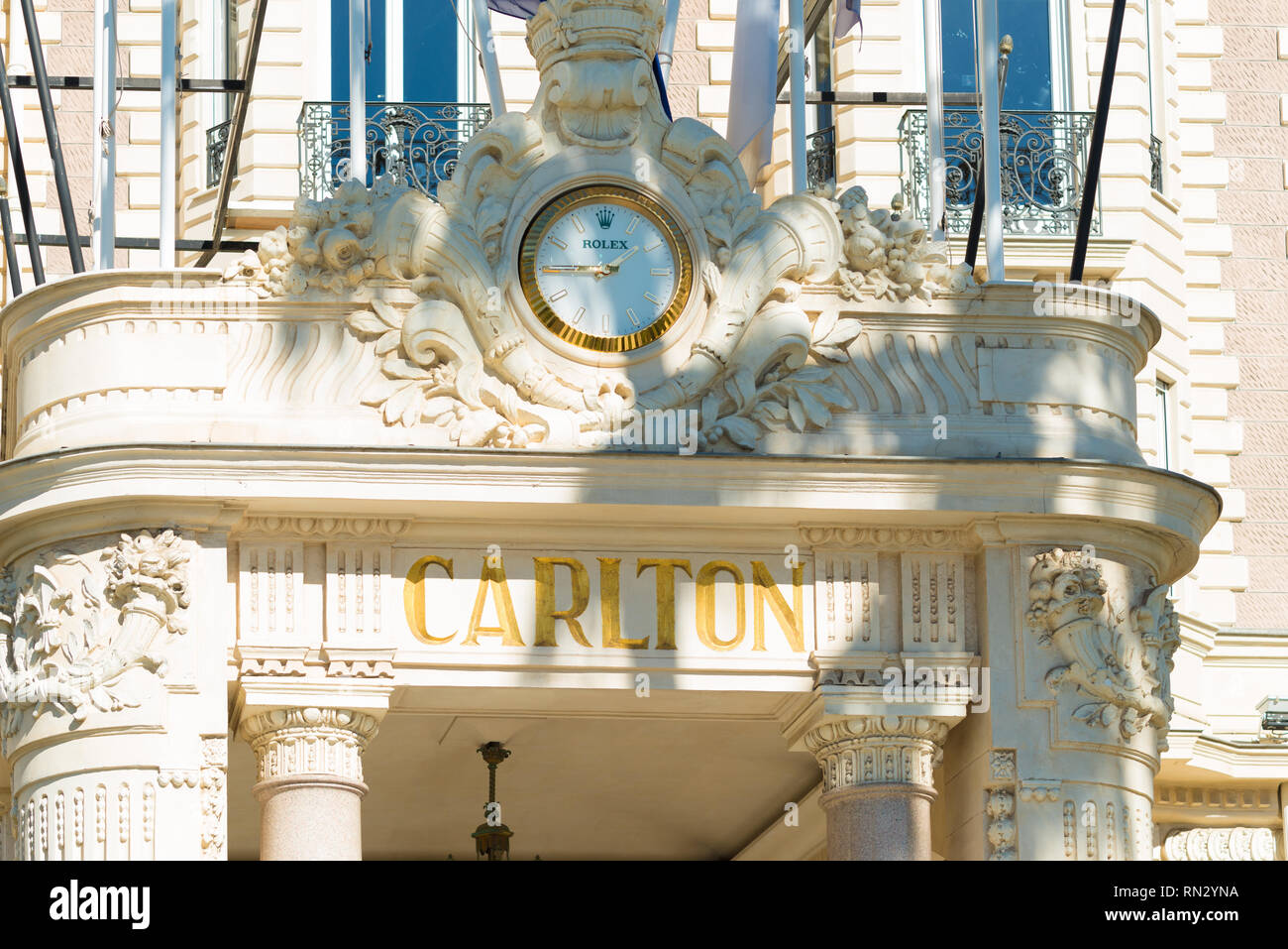 CANNES, FRANCE OCTOBER 23, 2017 Entrance of the famous Carlton hotel