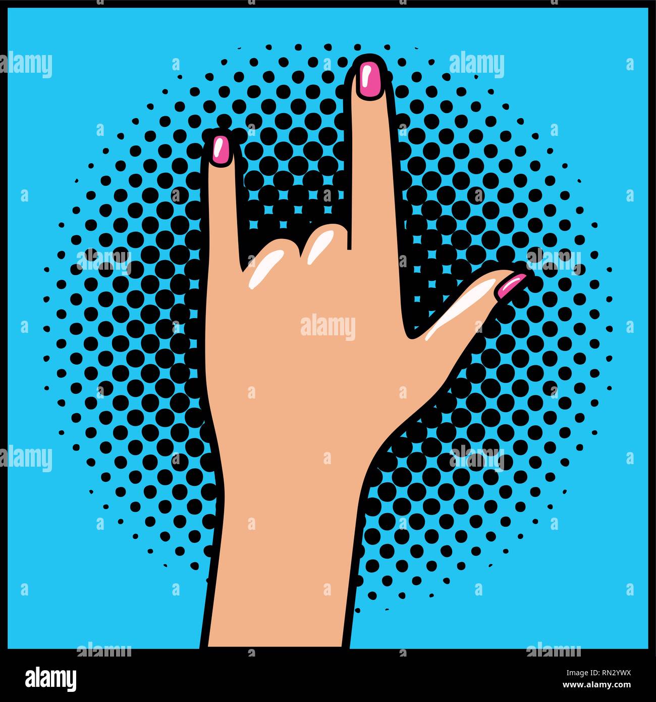 hand human expressing rock and roll pop art Stock Vector