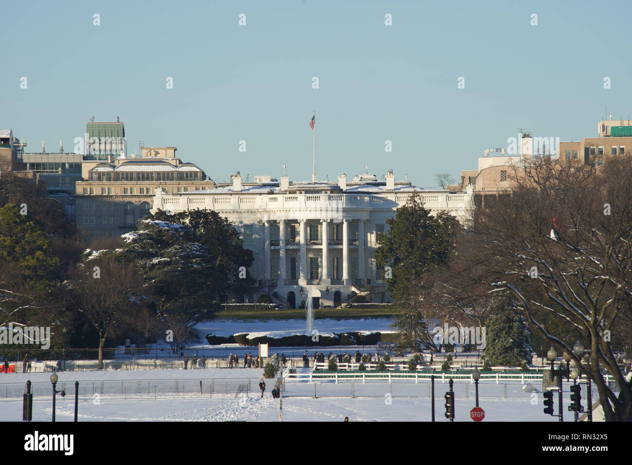 White House USA  Winter snow Stock Photo