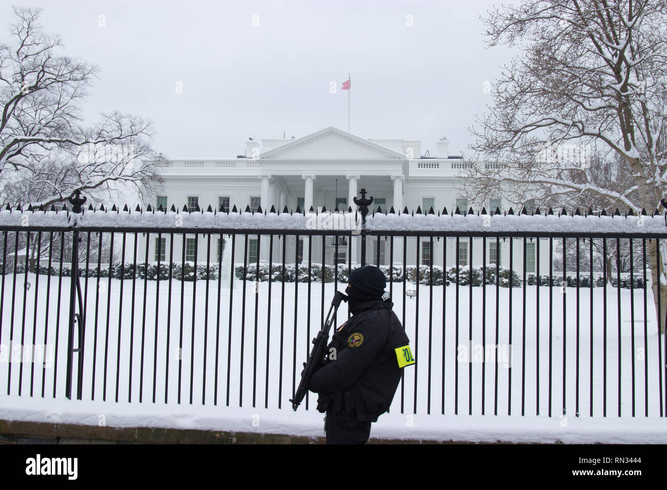 Secret service White House USA  View from Lafayette Park Winter Stock Photo