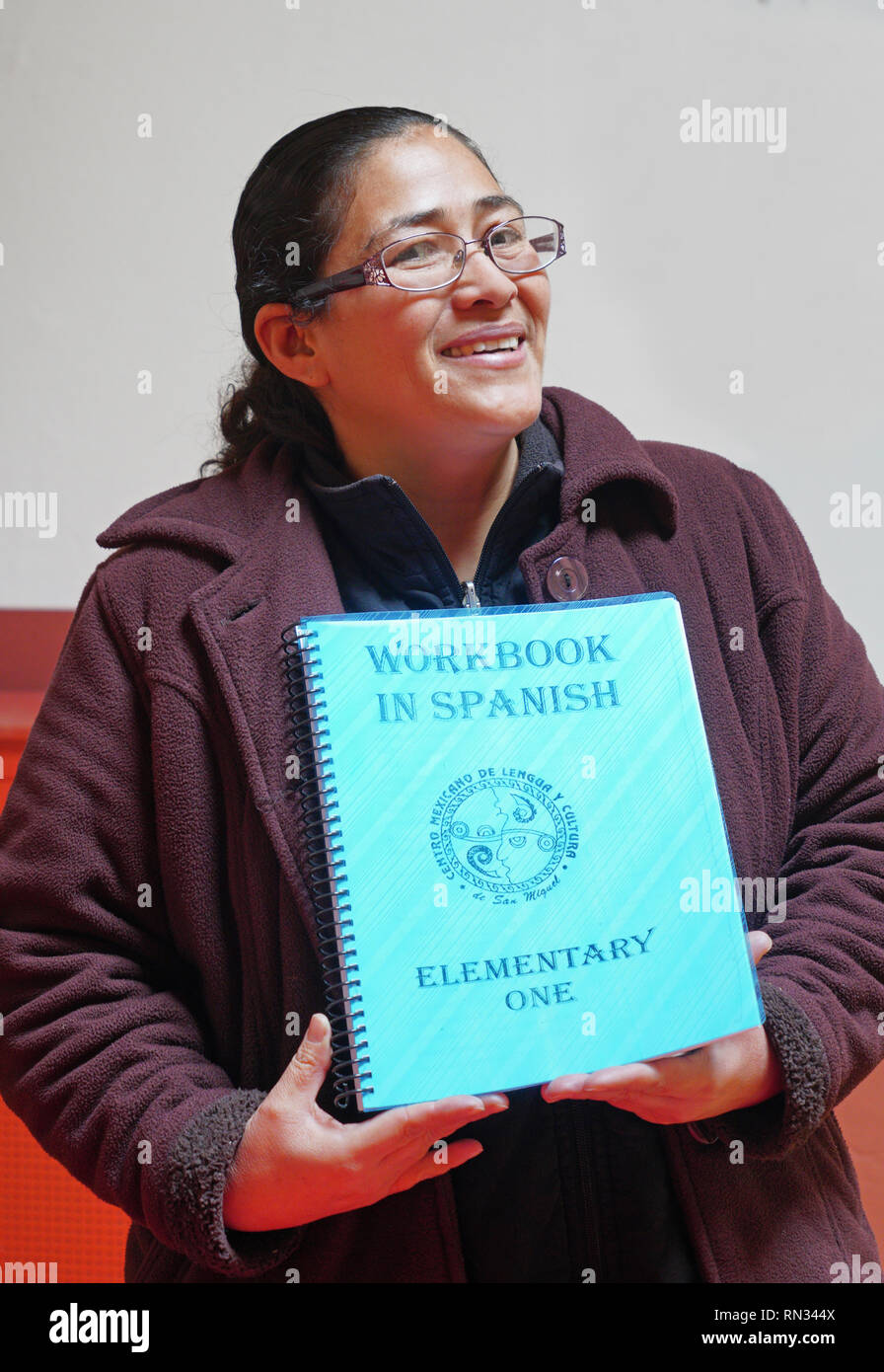 Spanish language teacher Alicia at Centro Mexicano de Lengua y Cultura de San Miguel in San Miguel de Allende, Mexico. Stock Photo