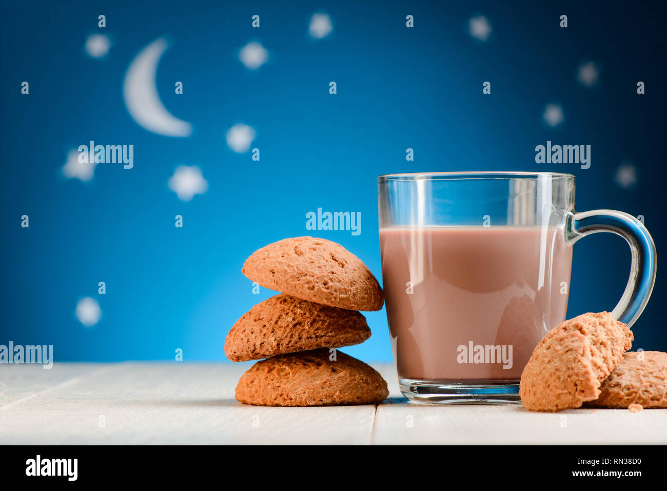 Drinking Cocoa At Night Stock Photo Alamy